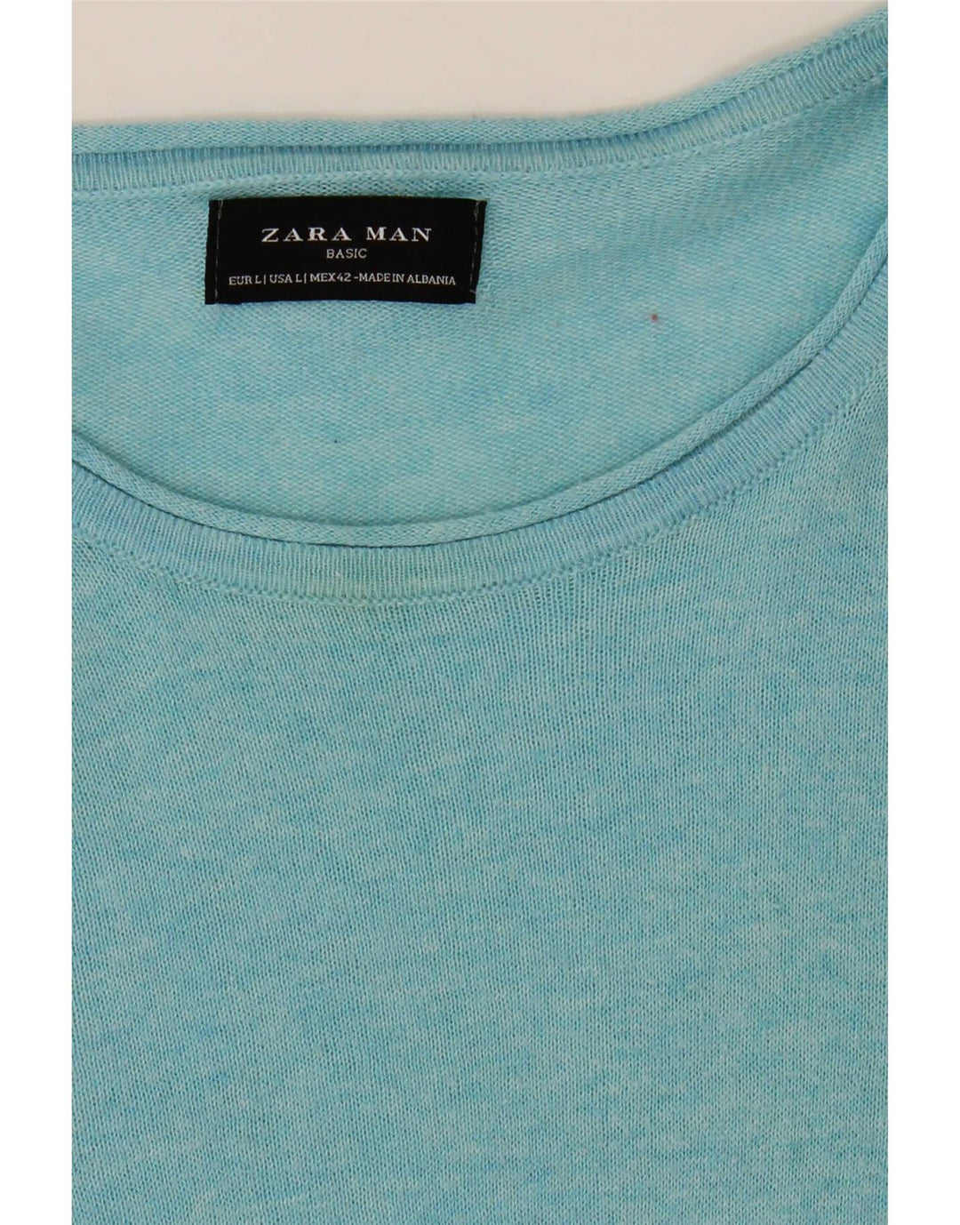 Zara Herren-Pullover mit Rundhalsausschnitt, Größe L, Blau