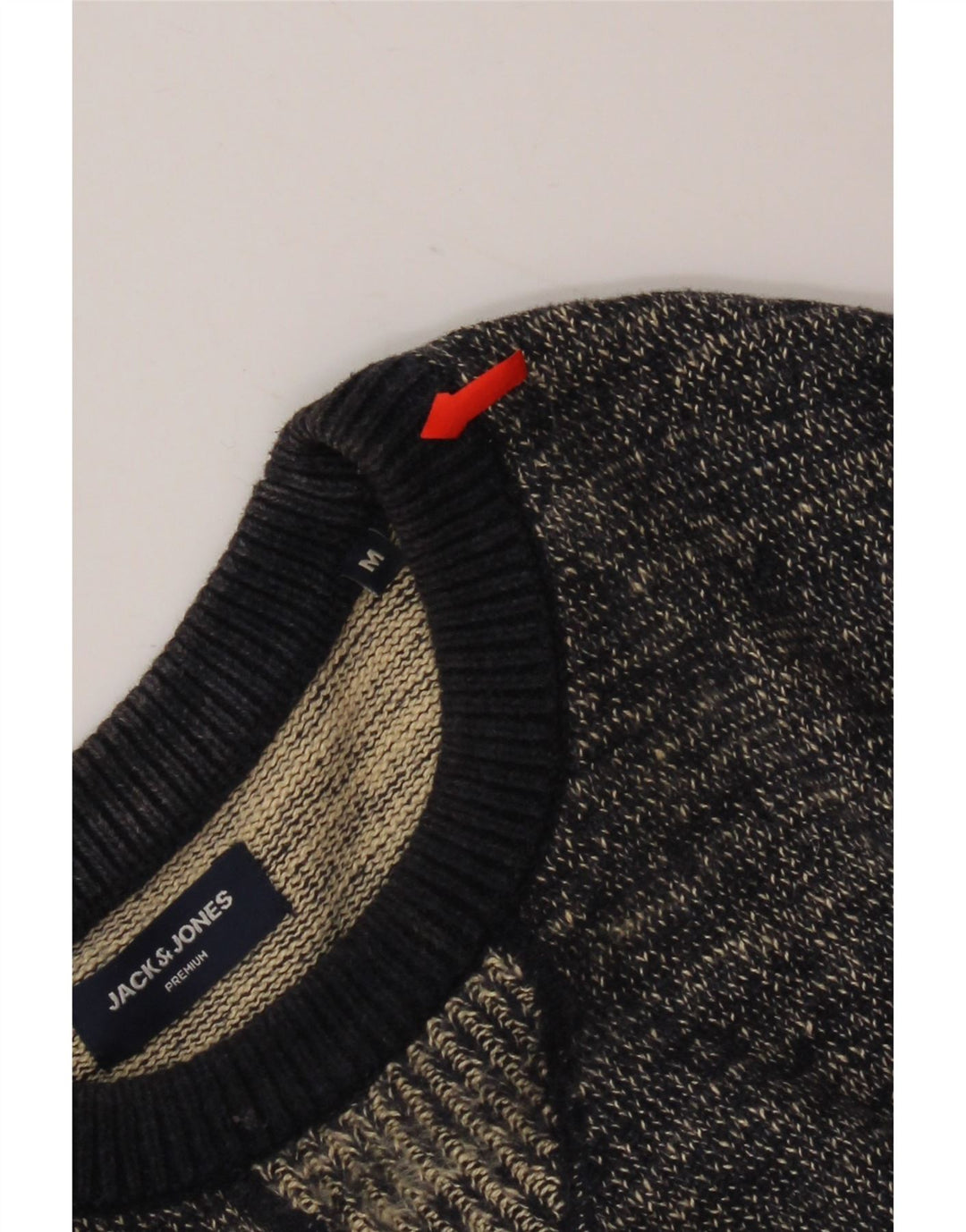 JACK & JONES Herren-Pullover mit Rundhalsausschnitt, mittelmarineblau gesprenkelte Baumwolle