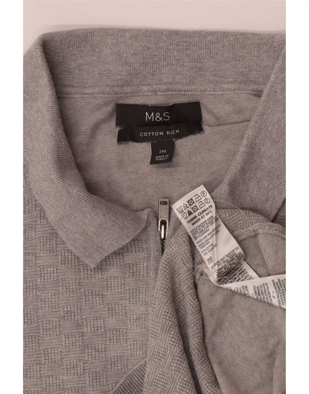 Marks & Spencer Herren-Pullover mit Rollkragen, 2XL, graue Baumwolle