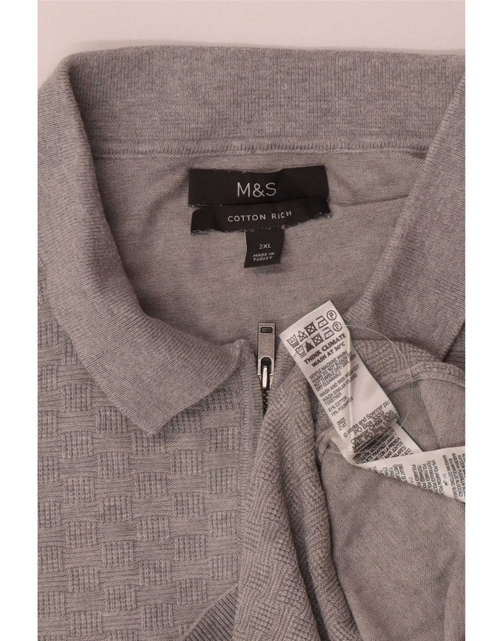 Marks & Spencer Herren-Pullover mit Rollkragen, 2XL, graue Baumwolle