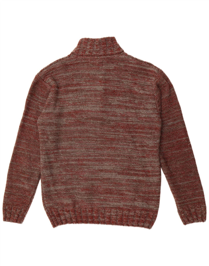 Joe Browns Herren-Pullover mit Knopfkragen, groß, kastanienbraun geflecktes Acryl