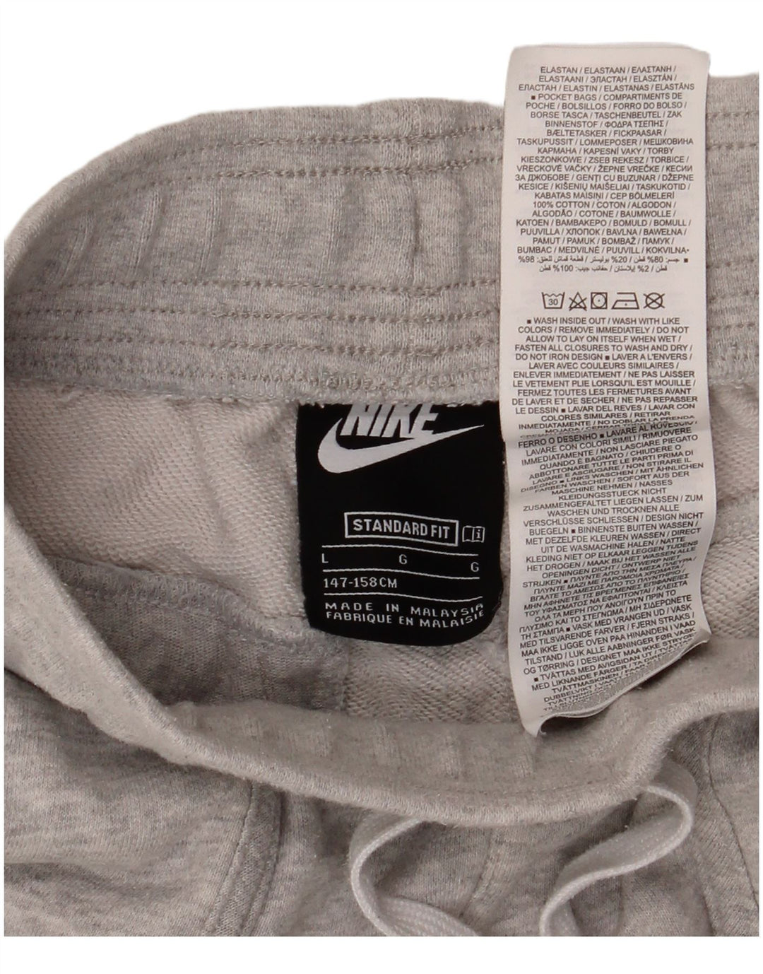 NIKE Jungen Air Standard Fit Sport Shorts 12–13 Jahre große graue Baumwolle