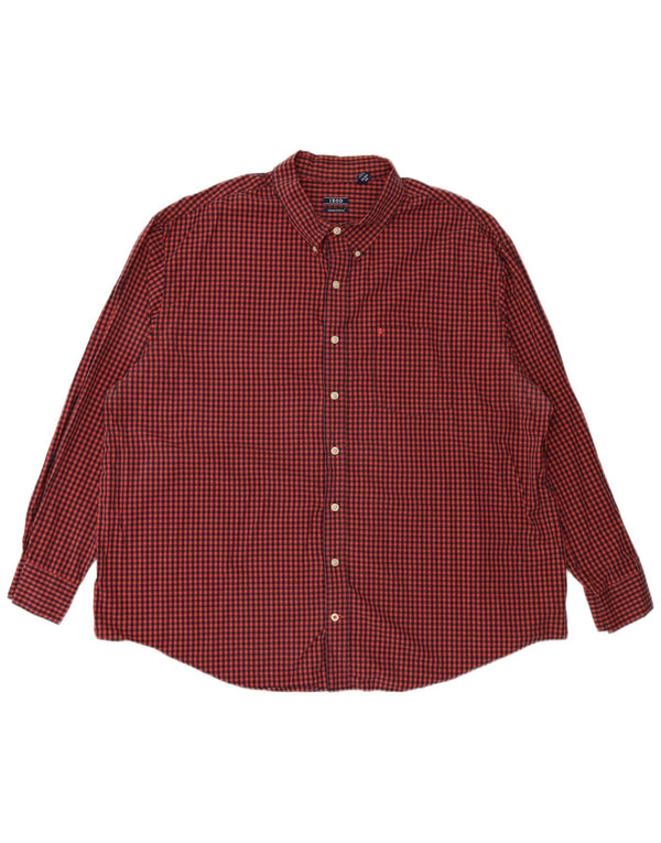 IZOD Herrenhemd 3XL, kastanienbraune Gingham-Baumwolle