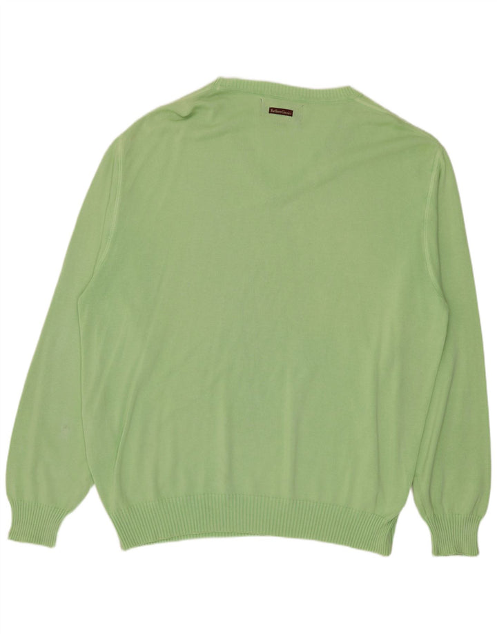 Marlboro Classics Herren-Pullover mit V-Ausschnitt, XL, grüne Baumwolle