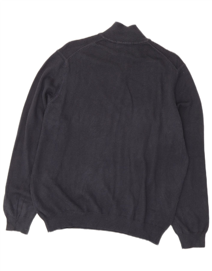 Massimo Dutti Herren-Pullover mit Reißverschluss am Hals, EU 38, mittelmarineblaue Baumwolle