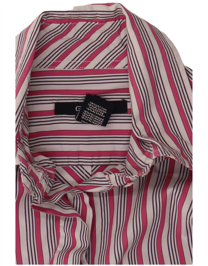 GANT Damen-Hemd UK 12 aus mittelrosa gestreifter Baumwolle