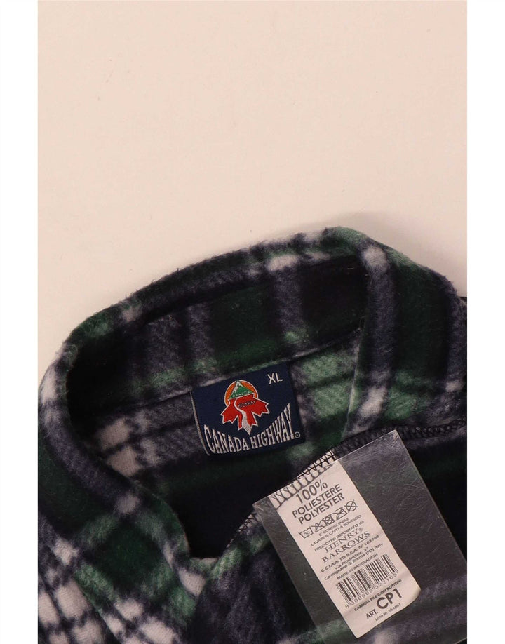Vintage Herren Fleeceshirt XL Marineblau Karo Polyester
