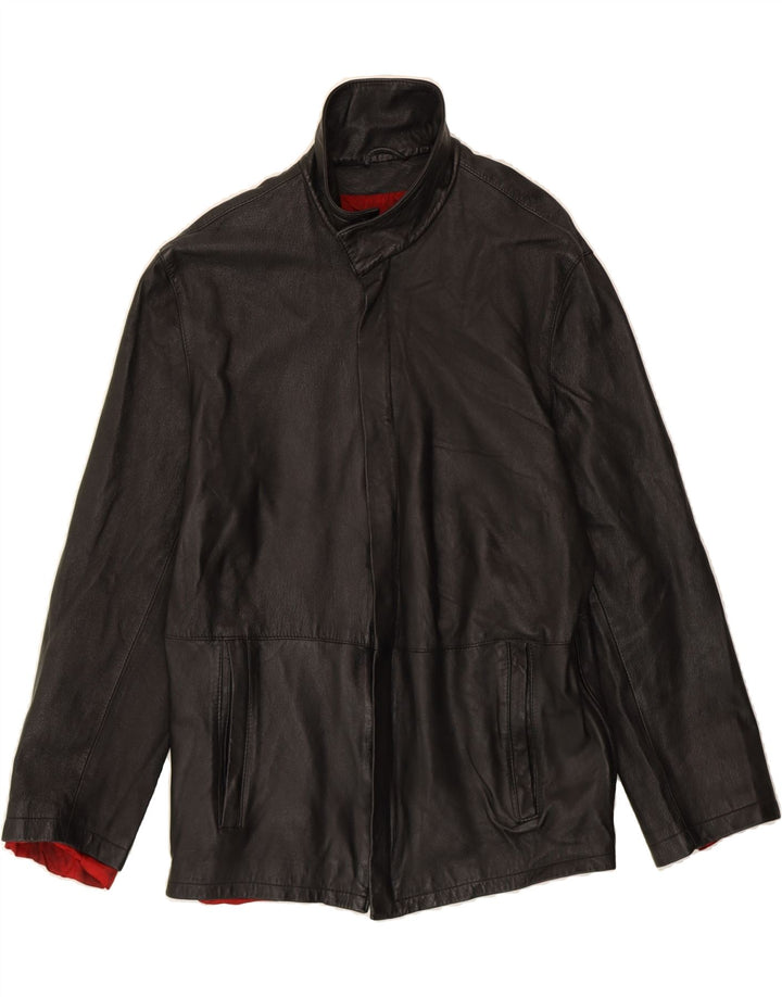 VINTAGE Womens Slim Leather Jacket IT 52 2XL Black Leather Vintage Vintage and Second-Hand Vintage from Messina Hembry 