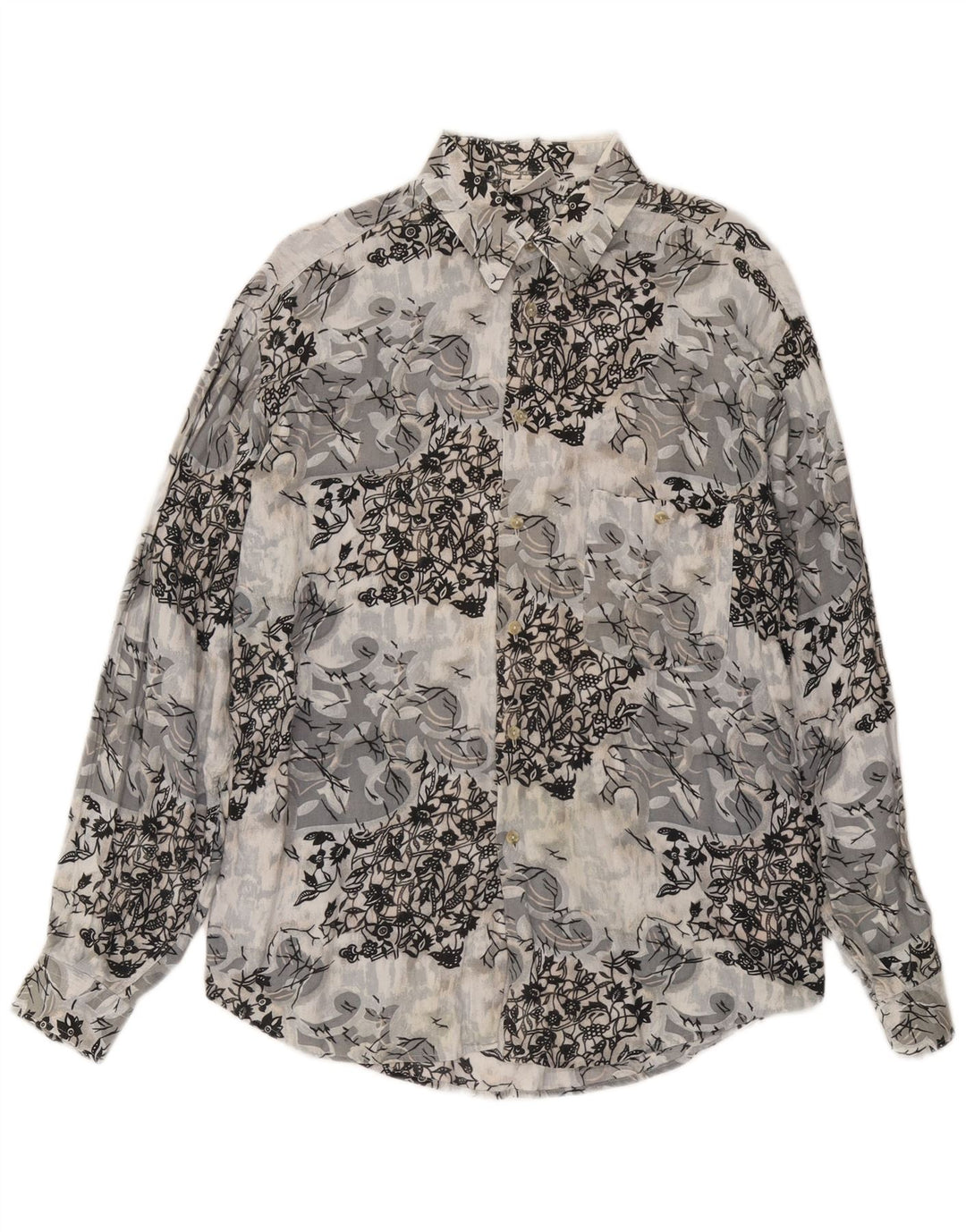 CRIVER Herrenhemd aus mittelgrauer Viskose mit Blumenmuster