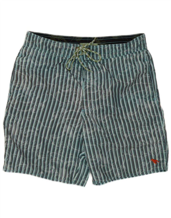 Ted Baker Herren-Badeshorts, Größe 2, klein, blaues Nadelstreifen-Polyester