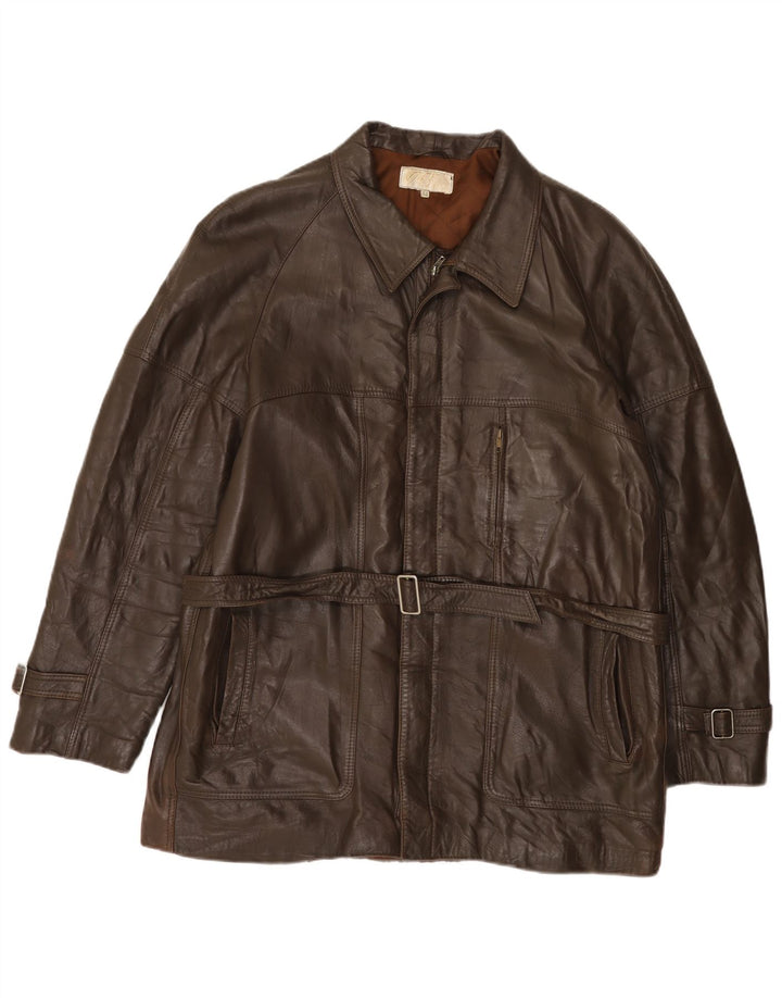 Vintage Herren Lederjacke IT 52 XL Braunes Leder