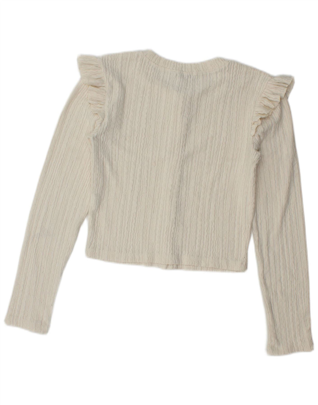 Zara Damen Crop Cardigan Pullover UK 12 Medium Off White Polyester