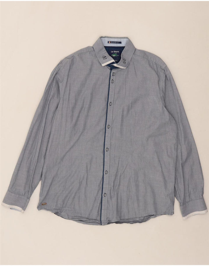 LE SHARK Mens Shirt XL Grey Cotton Vintage Le Shark and Second-Hand Le Shark from Messina Hembry 