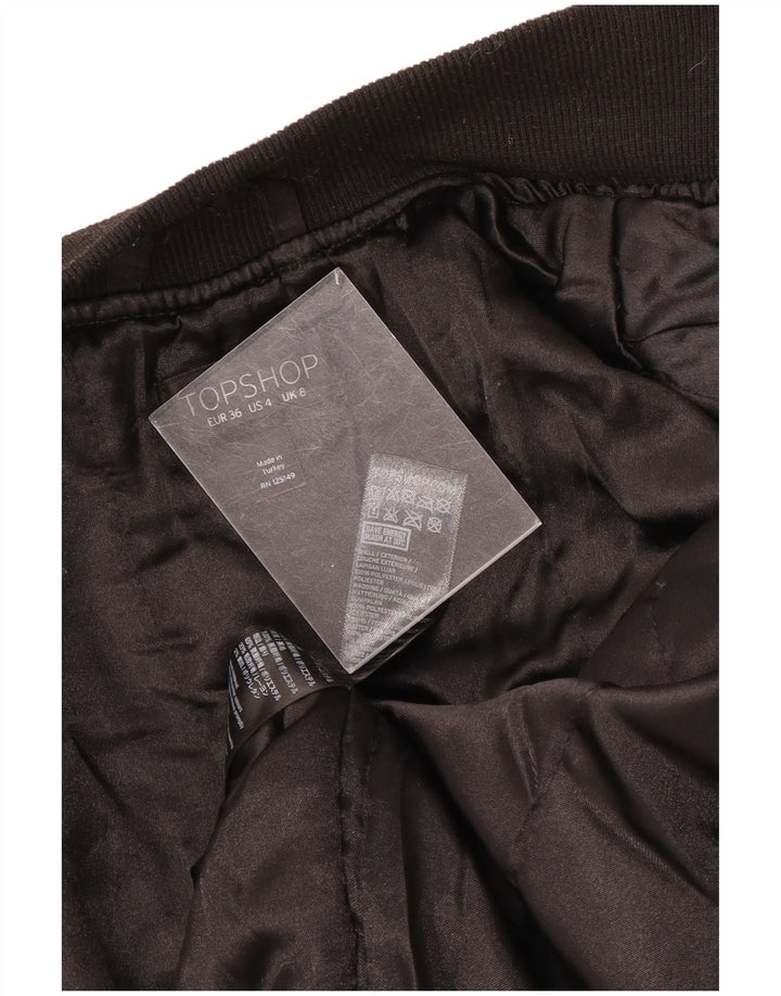 Topshop Damen Bomberjacke UK 8 Small Schwarz Polyester