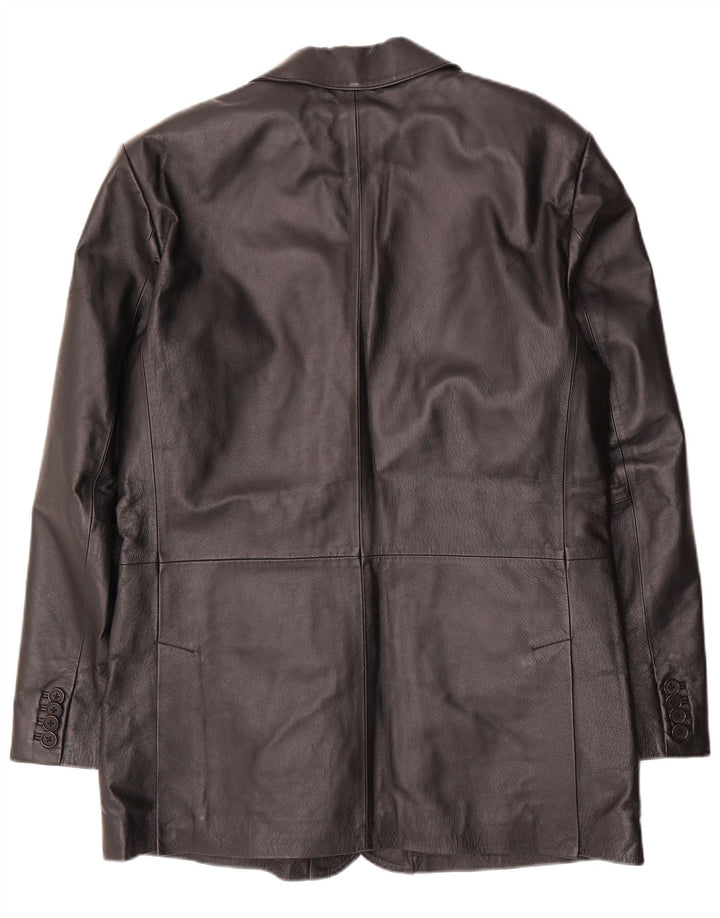VINTAGE Herren 2-Knopf-Lederblazerjacke UK 40 Large Schwarz