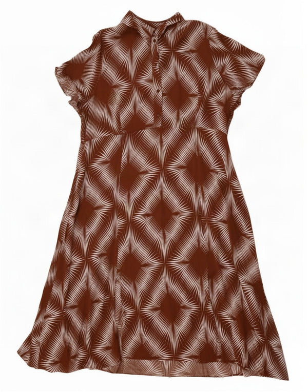 Marks & Spencer Damen A-Linien-Kleid UK 20 2XL Braune geometrische Viskose