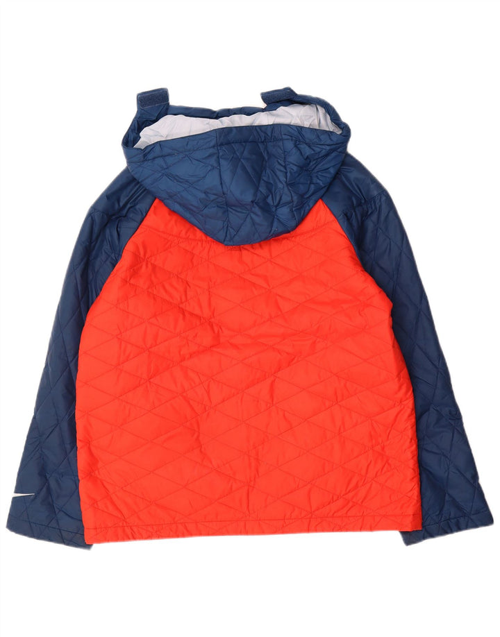 Nike Steppjacke mit Kapuze für Jungen, 13–14 Jahre, XL, orangefarbenes Colourblock-Polyester