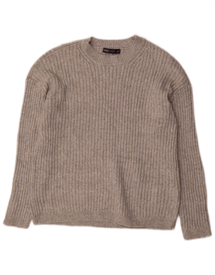 Marks & Spencer Damen-Pullover mit Rundhalsausschnitt, UK 12, Mittelgrau, Polyester