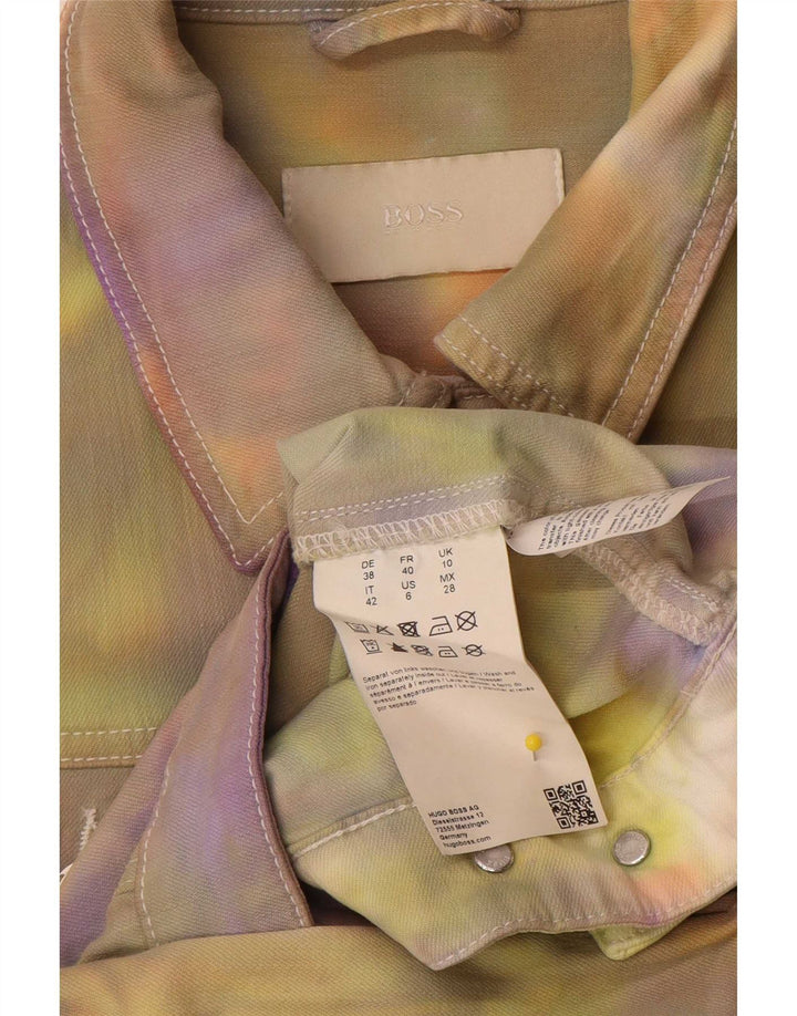 Hugo Boss Damen Jeansjacke UK 10 Small Mehrfarbige Batik-Baumwolle