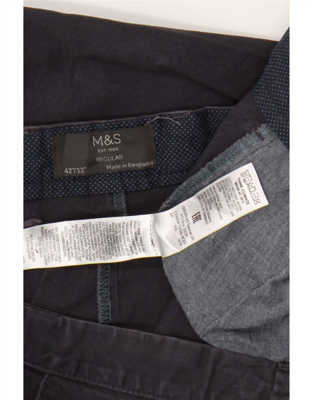 Marks & Spencer Herren-Chinohose, normal, W42, L33, Marineblau, Baumwolle
