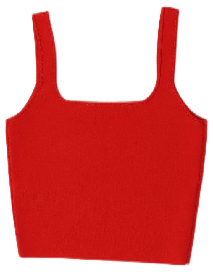 Zara Damen Crop Cami Top UK 8 Small Rot Polyester
