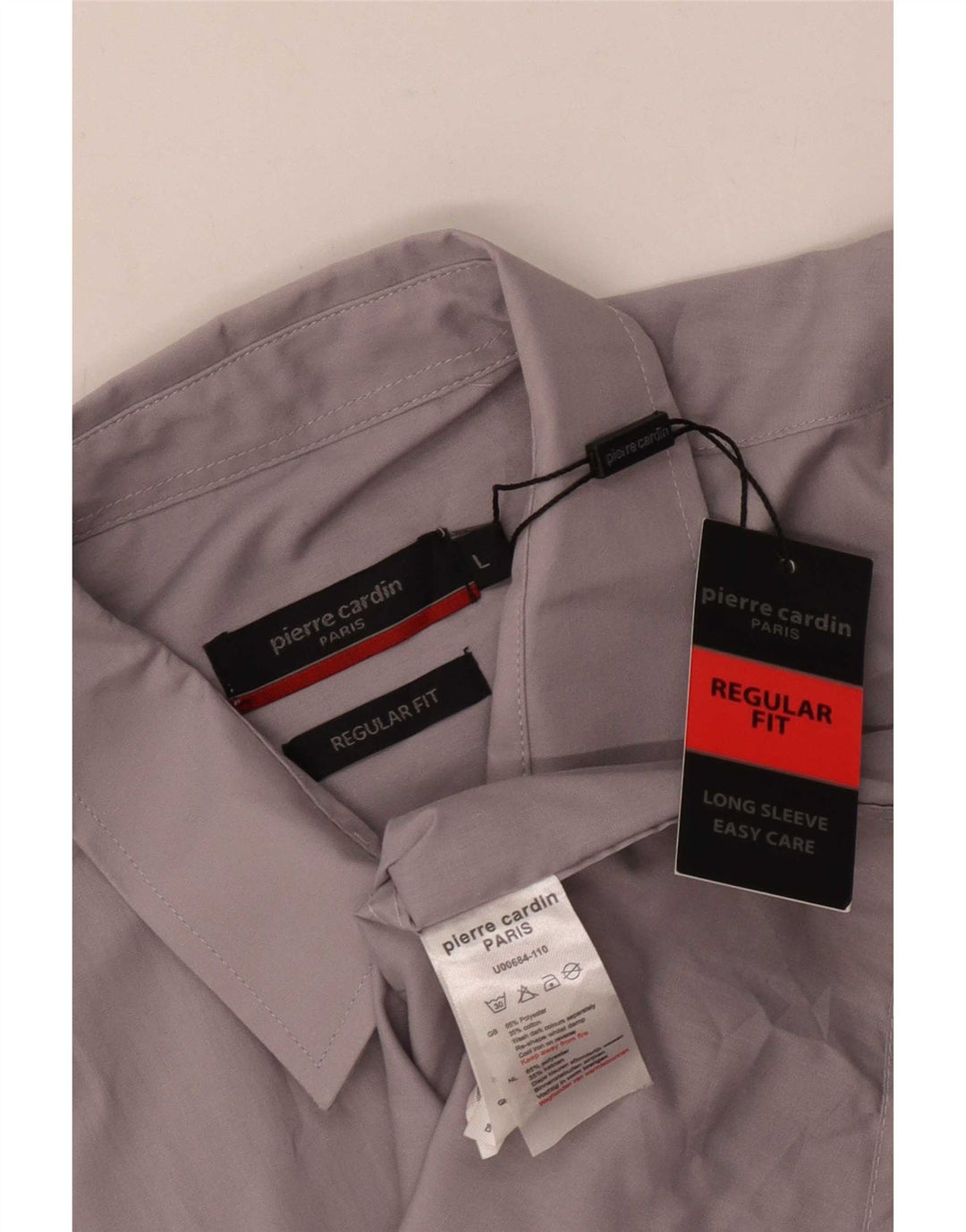 Pierre Cardin Herren-Hemd mit normaler Passform, großes graues Polyester