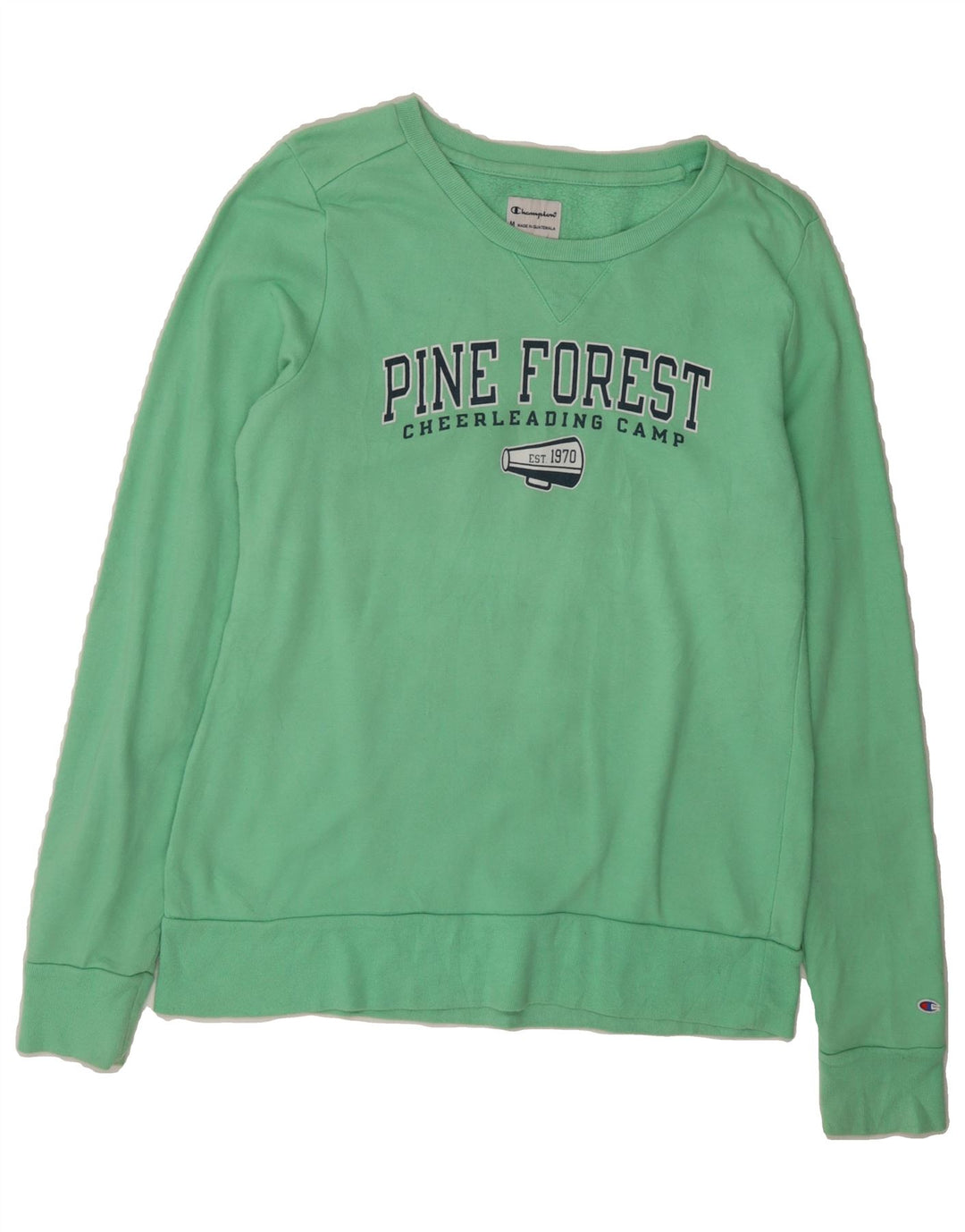 CHAMPION Womens Graphic Sweatshirt Jumper UK 14 Medium Green Cotton Vintage Champion and Second-Hand Champion from Messina Hembry 