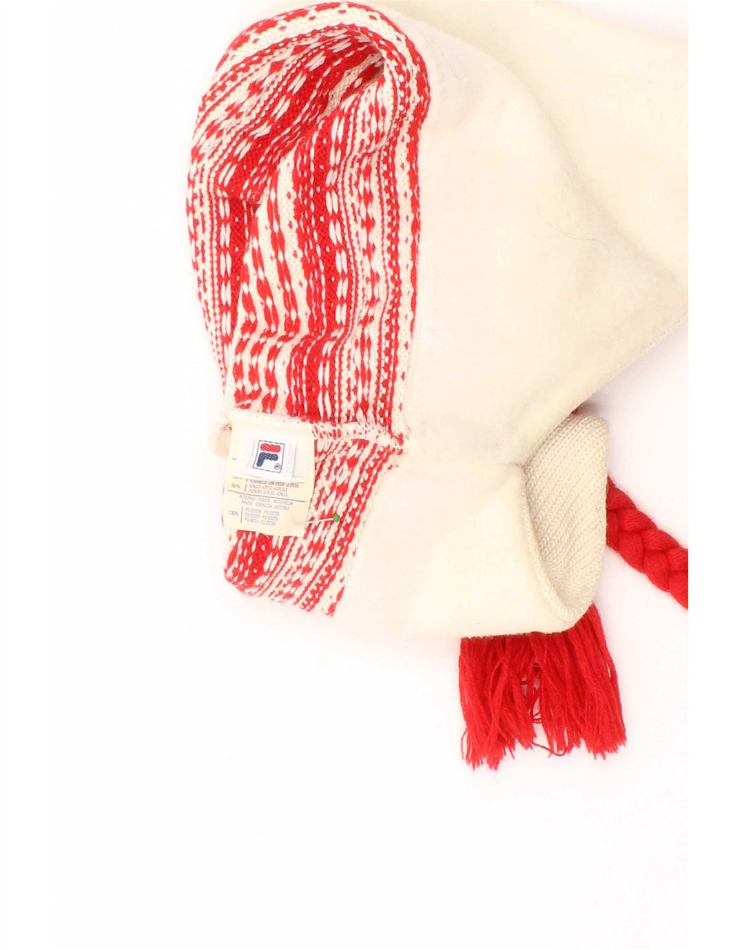 Fila Herren-Strickbommelmütze mit Ohrenklappe, Einheitsgröße, cremefarbene Fair-Isle-Schurwolle