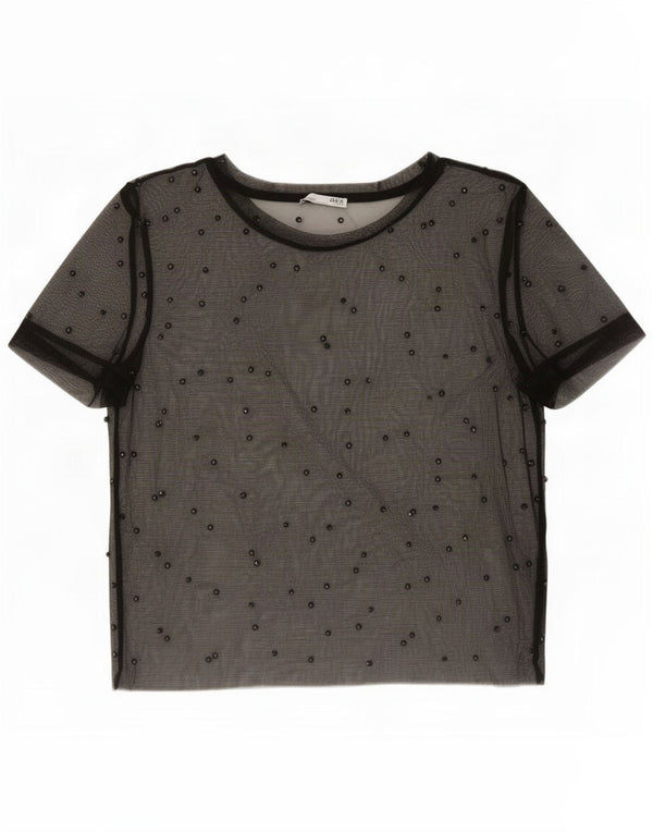 Zara Womens Crop See Through Top UK 10 Small Black
