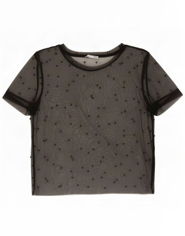 Zara Damen Crop See Through Top UK 10 Small Schwarz
