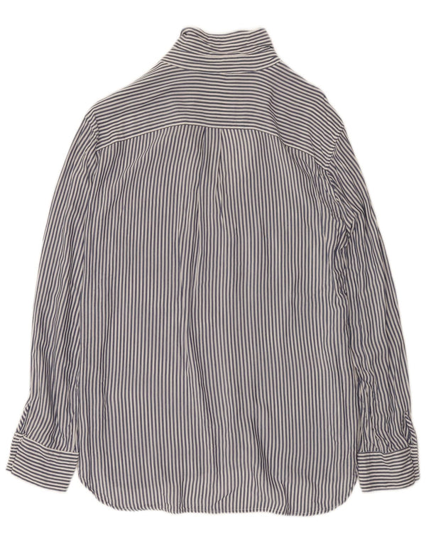 Zara Damen Hemd UK 14 Mittel Marineblau Nadelstreifen
