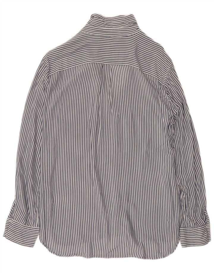 Zara Damen Hemd UK 14 Mittel Marineblau Nadelstreifen
