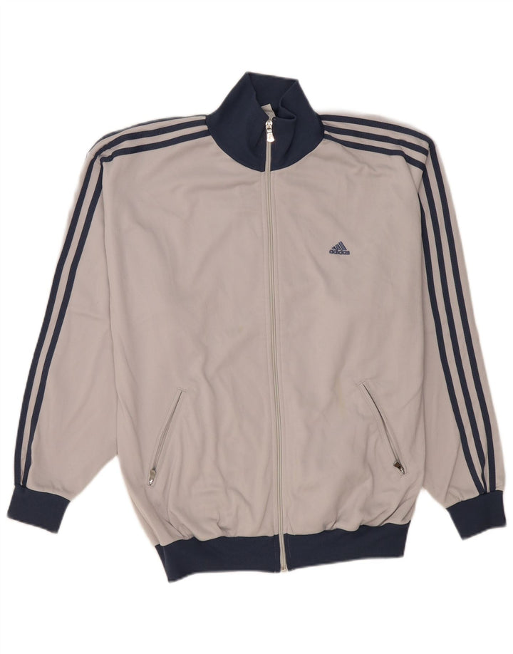Adidas Herren Trainingsanzug Top Jacke UK 38/40 Mittelgraues Polyester