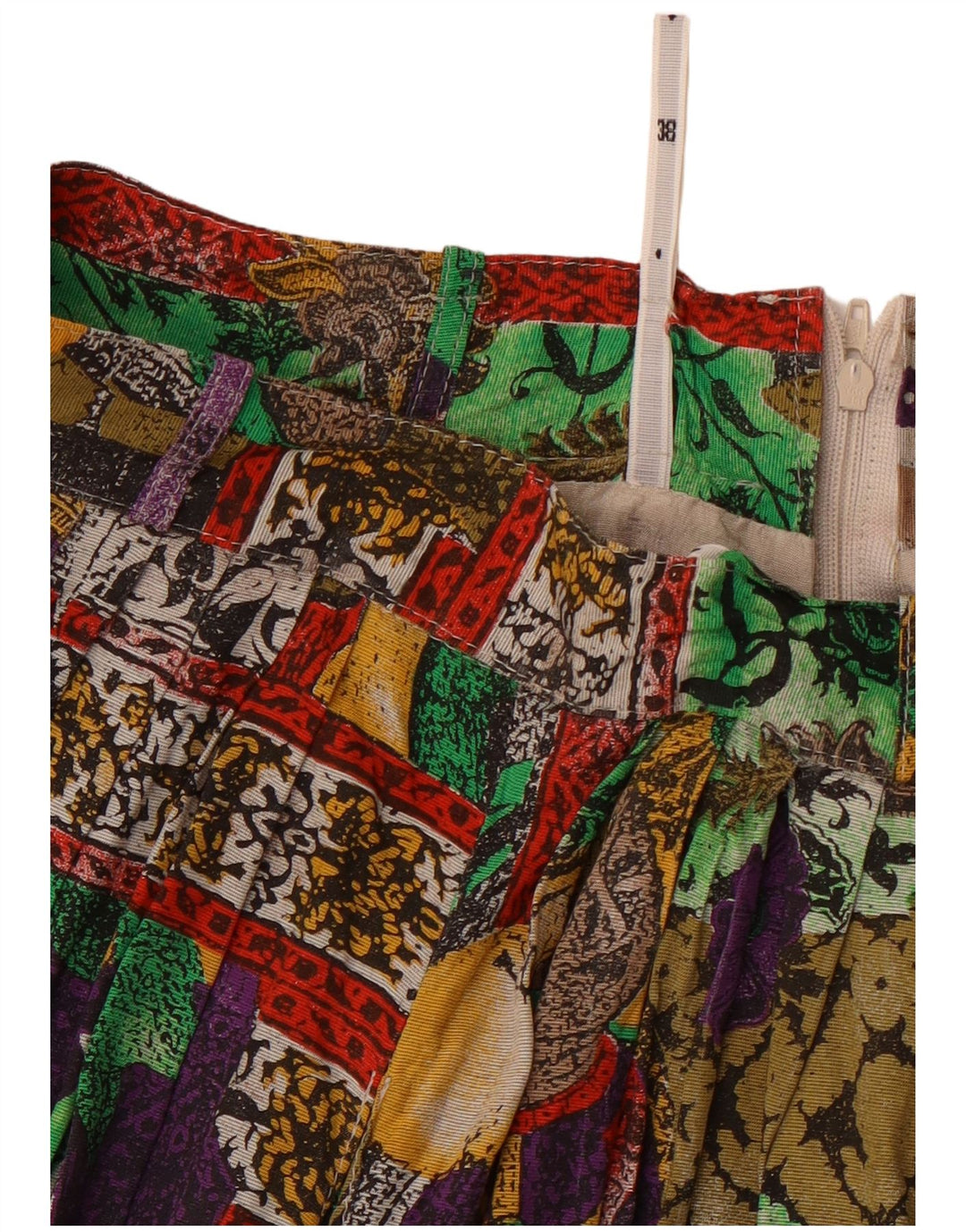 VINTAGE Damen Rock in A-Linie mit hoher Taille, EU 38, Mittel W26, mehrfarbig