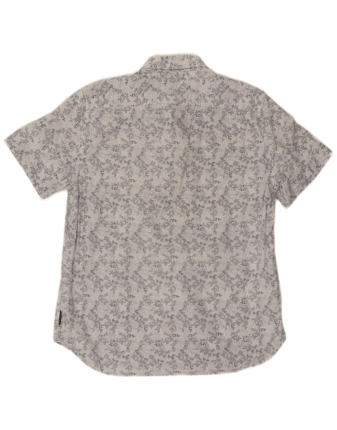 French Connection Herren-Kurzarmhemd, groß, weiße Baumwolle mit Blumenmuster