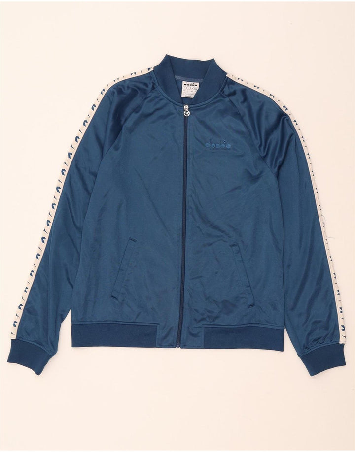 DIADORA Damen-Trainingsanzug-Top-Jacke, UK 16, Größe L, Marineblau, Farbblock