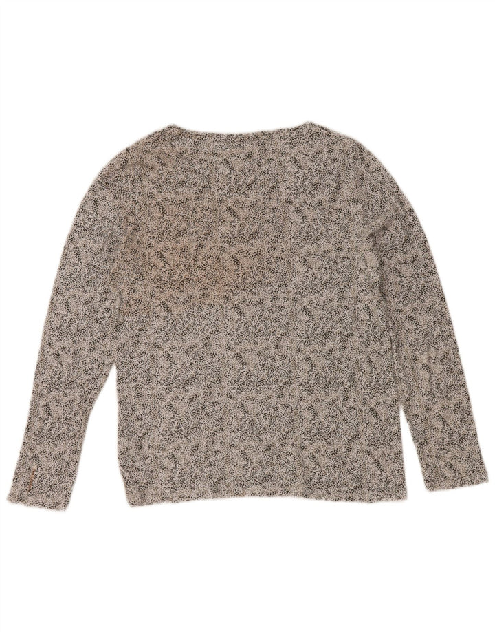 Marks & Spencer Damen-Top, langärmlig, UK 12, mittelgrün, geblümt, Baumwolle