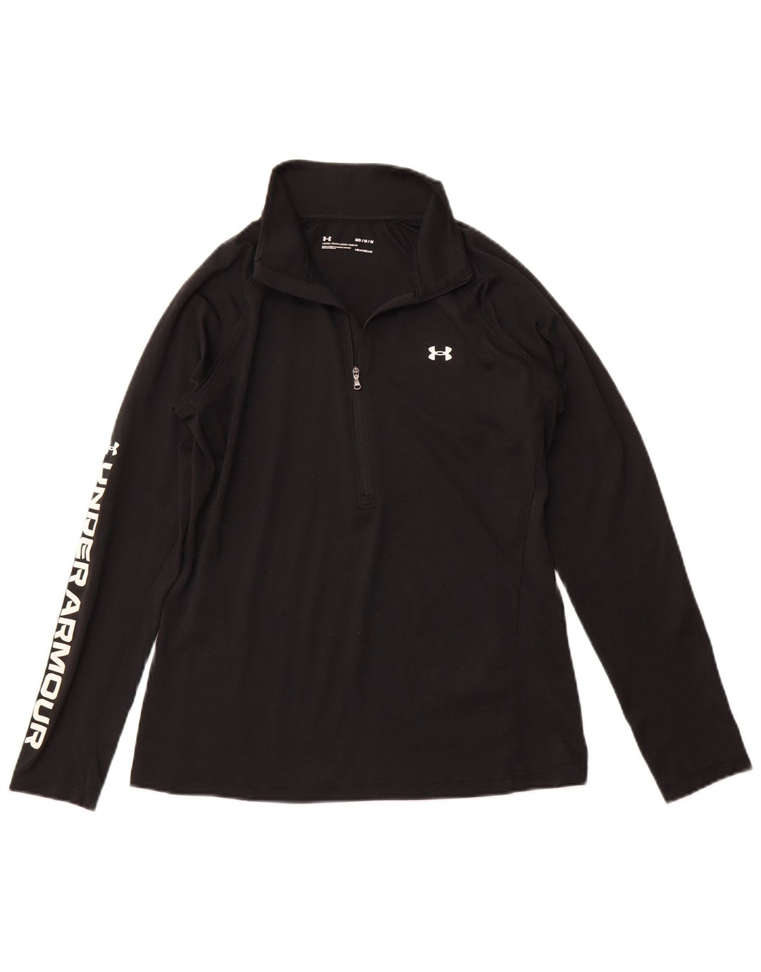 UNDER ARMOUR Damen-Oberteil mit Reißverschluss und Grafik, langärmlig, UK 14, mittelschwarz