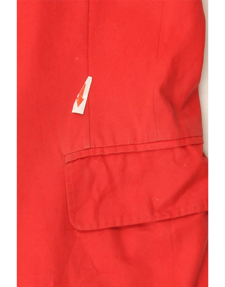 Max Mara Damen-Blazer mit 2 Knöpfen, kurzärmelig, UK 14, Größe L, Rot, Baumwolle