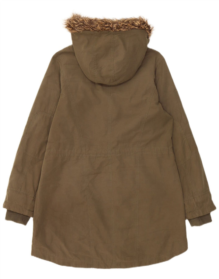 Oasis Damen-Parkajacke mit Kapuze, UK 10, Größe S, Khaki, Polyester