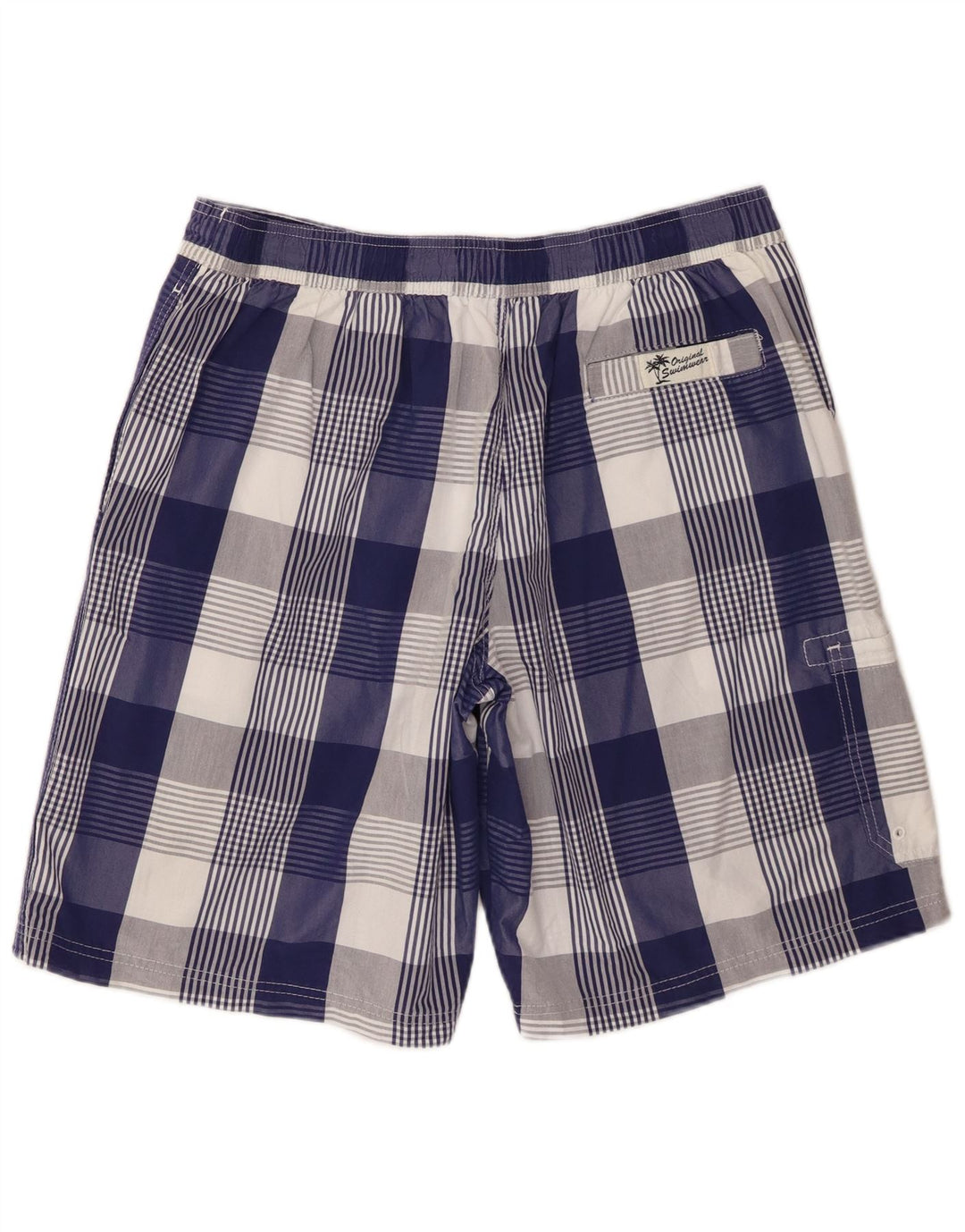 Marks & Spencer Herren Blue Harbor Badeshorts, groß, blau kariert, Baumwolle