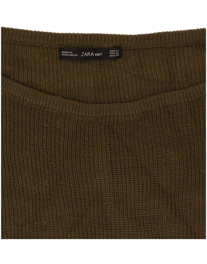Zara Damen-Pullover mit U-Boot-Ausschnitt, Gr. 14, mittleres Khaki