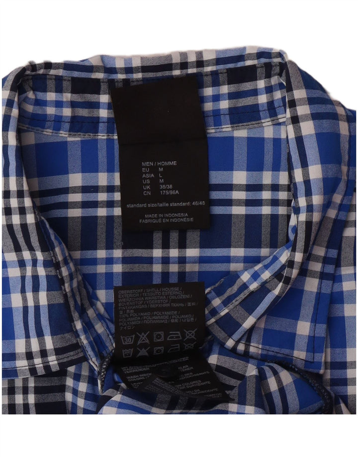 JACK WOLFSKIN Herren Kurzarmhemd UK 36/38 Small Blue Check Polyamid