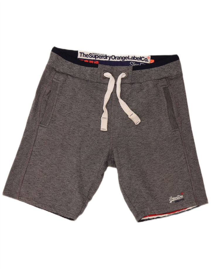SUPERDRY Herren-Sportshorts mit schmaler Passform, große graue Baumwolle