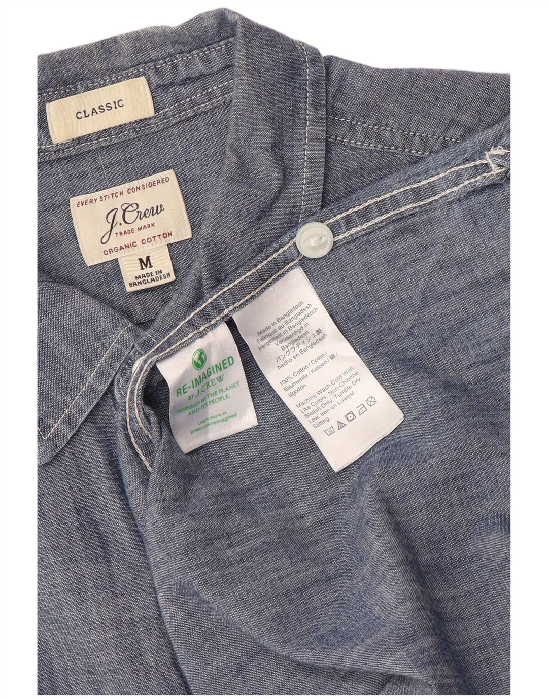 J. CREW Herren-Jeanshemd aus mittelblauer, klassischer Baumwolle