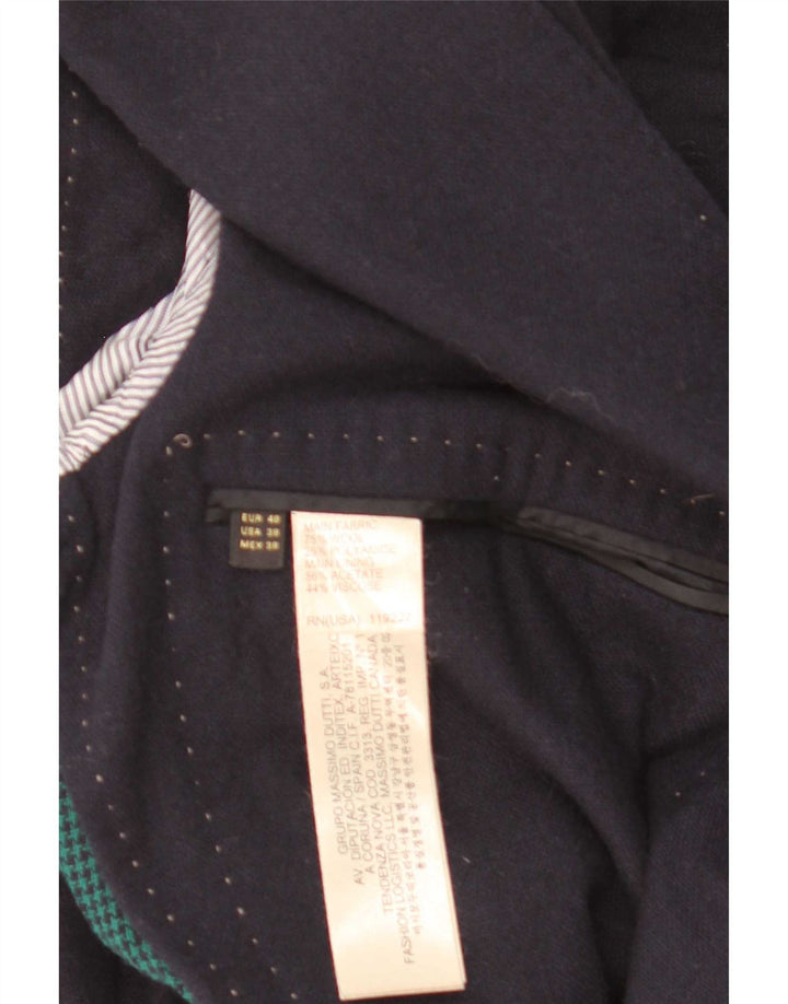 Massimo Dutti Herren-Blazer mit 2 Knöpfen, EU 48, mittelmarineblaue Wolle