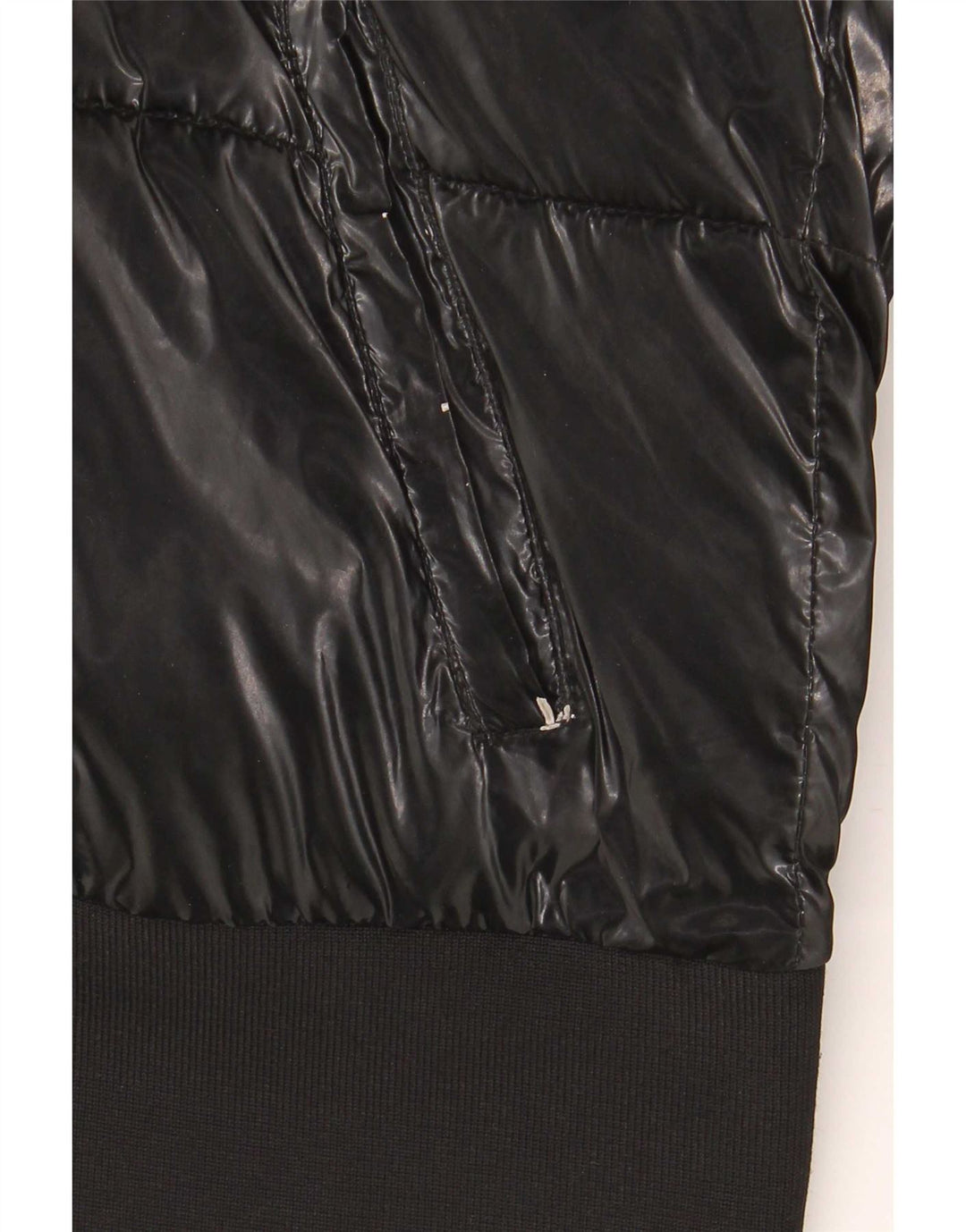 Guess wattierte Mädchenjacke mit Kapuze, 13–14 Jahre, schwarzes Polyurethan