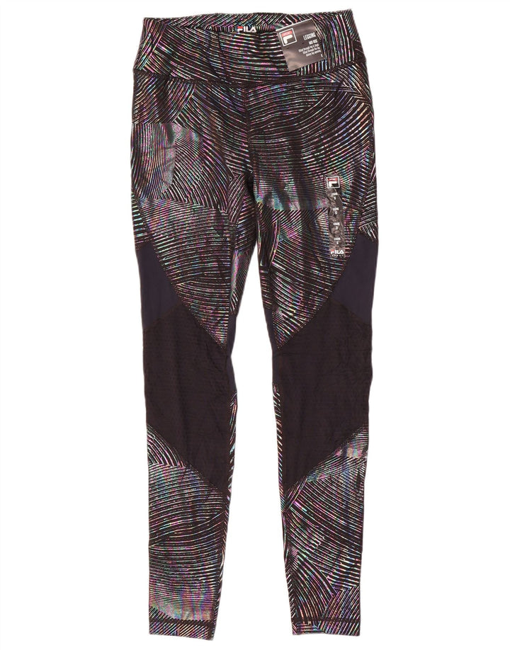 Fila Damen Leggings UK 10 Small Mehrfarbiges Colourblock-Polyester