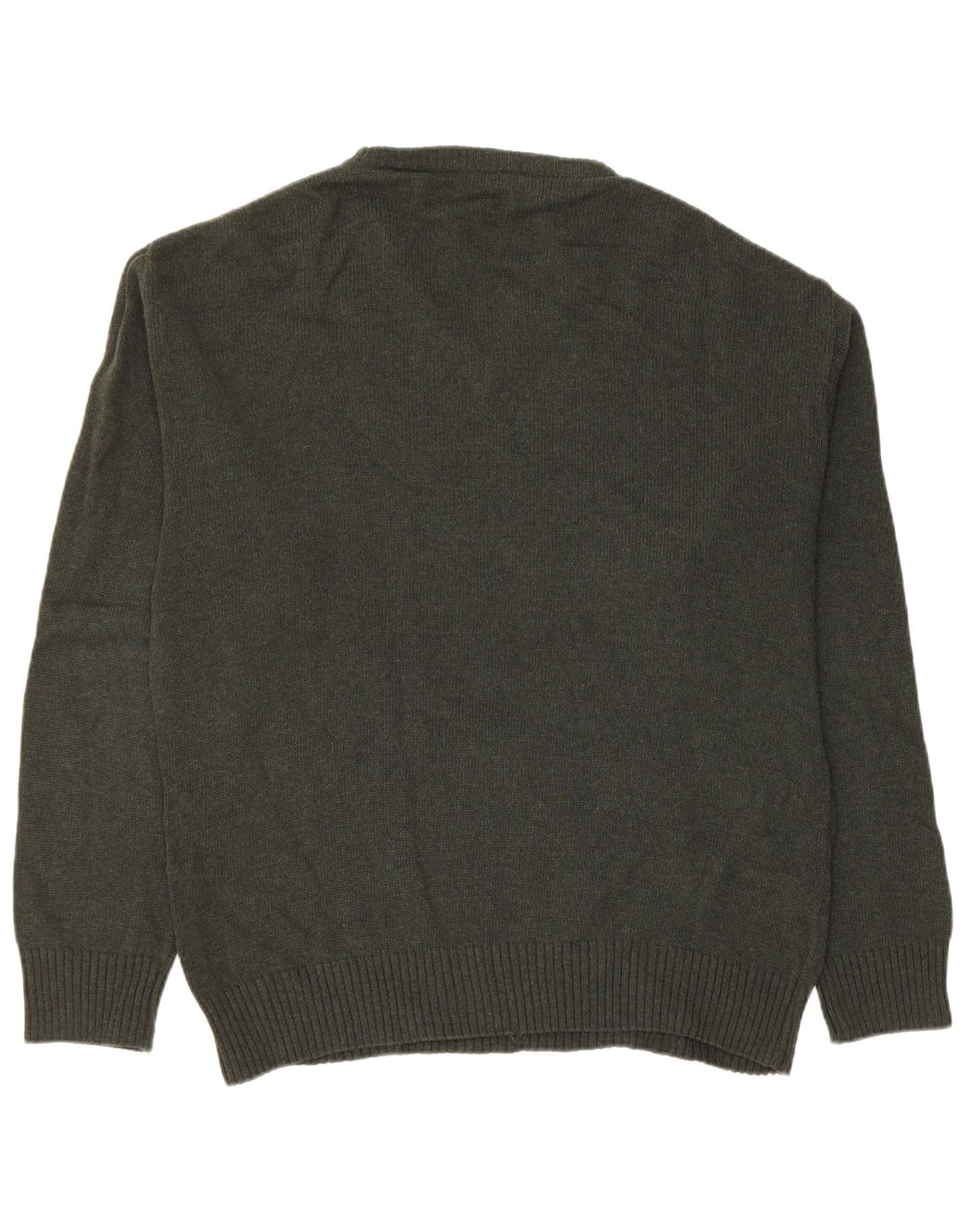 VINTAGE Herren-Pullover mit V-Ausschnitt, Mittelgrüne Argyle/Diamant-Schurwolle