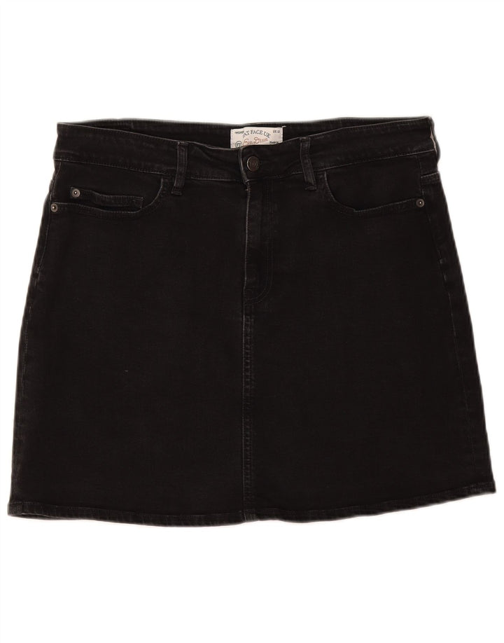 Fat Face Damen Mini-Jeansrock UK 12 Medium W32 Schwarze Baumwolle